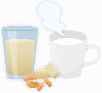 萬葉+豆乳と萬葉+ホットミルクのイラスト